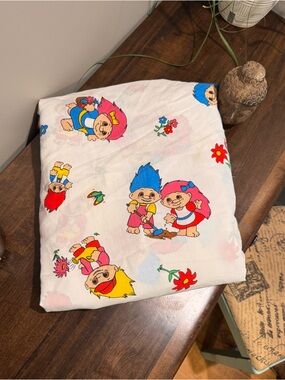 Vintage 1992 Norfin TROLLS twin-size fitted sheet